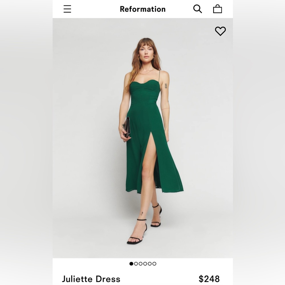 Reformation Emerald Green Juliette Dress